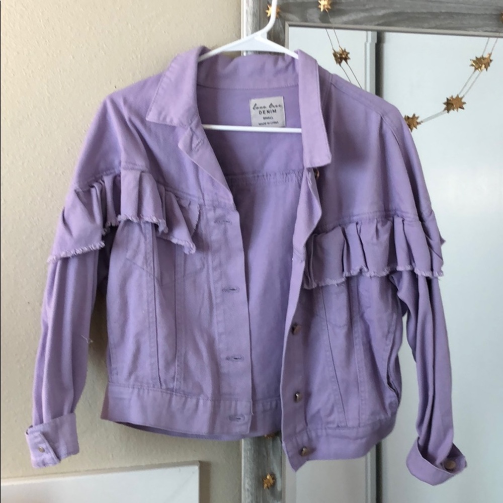 Forever 21 Purple Ruffle Jean Jacket